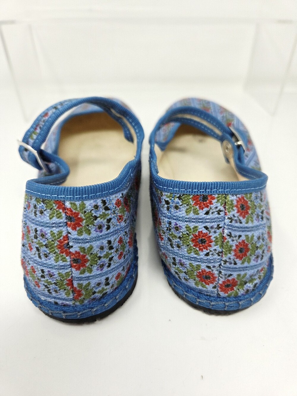 The Hill House x Vibi Venezia Mary Jane Flats Blue Floral Block Strip Womens 6 - Picture 6 of 10